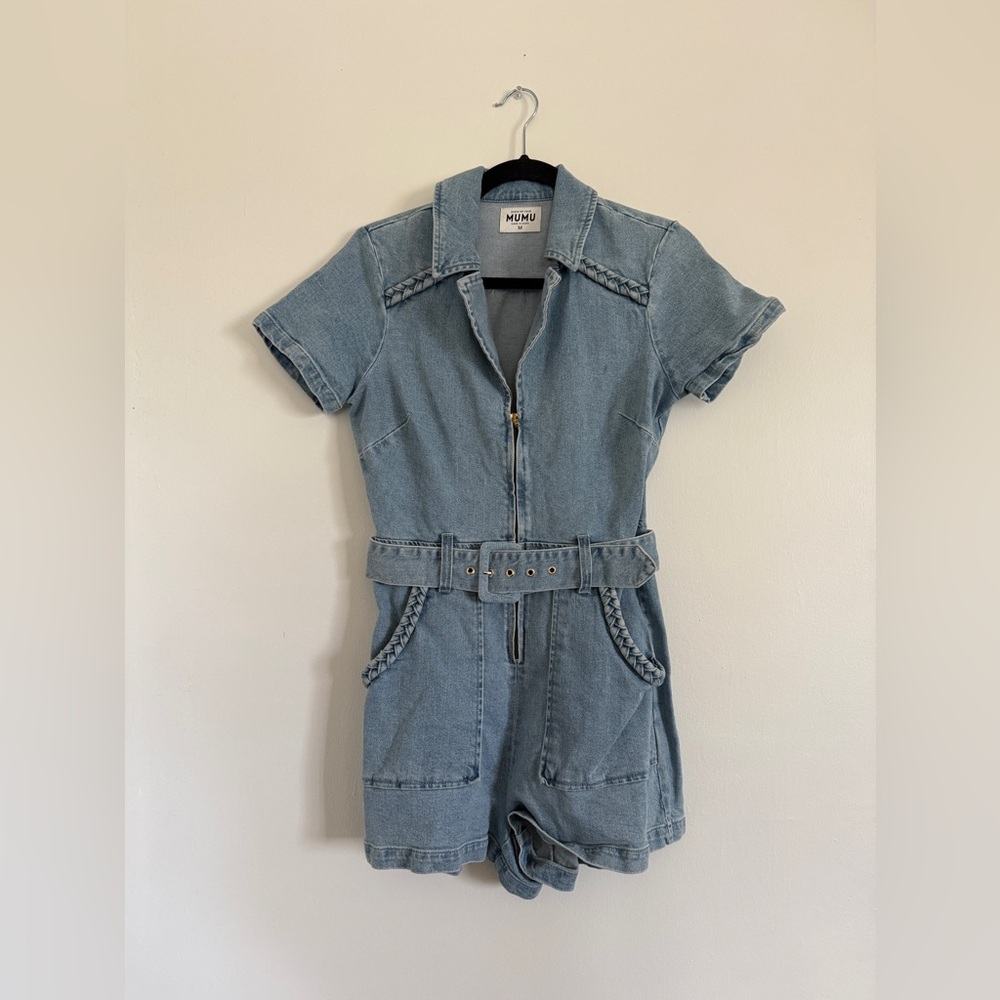 Mumu Light Blue Denim Romper